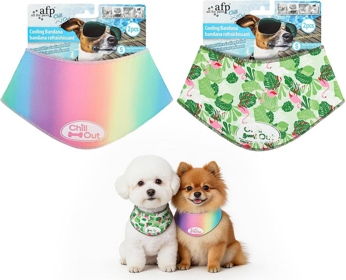 2 Pack Cooling Bandana for Dogs, Dog Ice Neck Wrap, Adjustable Dog Cooling Bandanas for Walking & Outdoor, Dog Cooling Scarf for Summer (S)